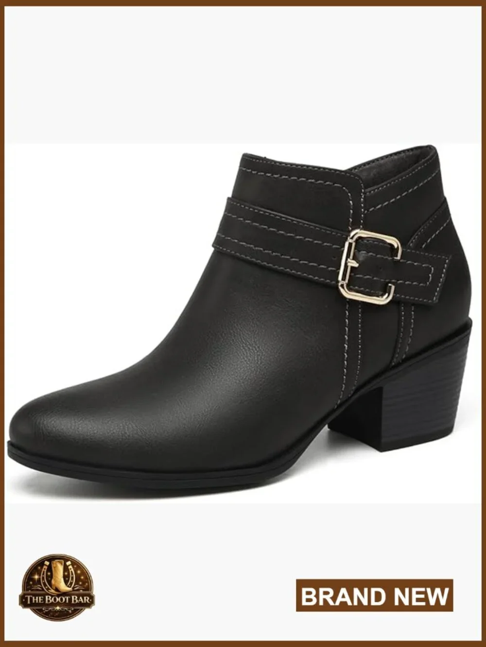 Women's Chunky Heel Ankle Boots Side Zipper Western Booties Comfortable
